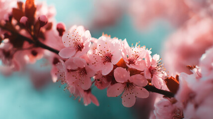 Beautiful spring cherry blossom tree branch with pink flowers photography close up macro nature floral bloom 100