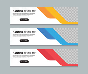 Set horizontal web banner design background template. three color style. Suitable for web ads. Vector illustration file with Space to add pictures.