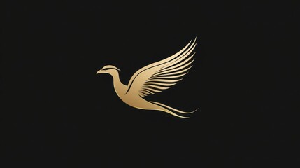 Obraz premium Elegant Gold Bird in Flight on Dark Background