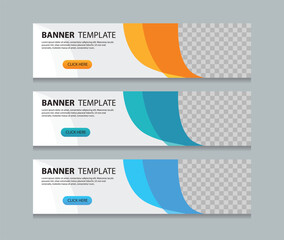 Set abstract horizontal web banner design background template. three color style. Suitable for web ads. Vector illustration file with Space to add pictures.