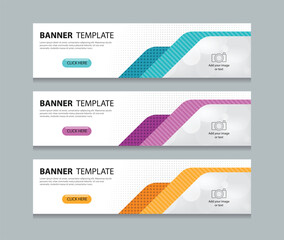 Set abstract horizontal web banner design background template. creative marketing banners. Suitable for web an ads. Vector illustration file with Space to add pictures.