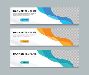 Fototapeta premium Set abstract horizontal web banner design background template. three color gradient style. Suitable for web an ads. Vector illustration file with Space to add pictures.