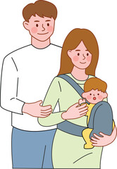 Family with Baby in a Carrier