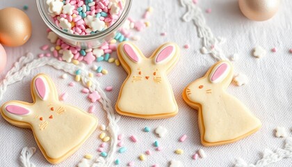 Adorable Easter Bunny Cookies Decorated with Pastel Icing and Sprinkles