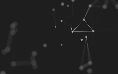 Abstract background. Molecules technology with polygonal shapes, connecting dots and lines. Connection structure. Big data visualization.