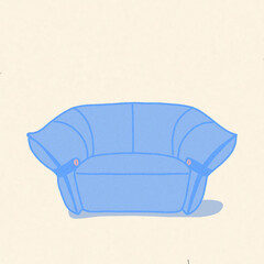 A light blue couch sofa that looks fluffy