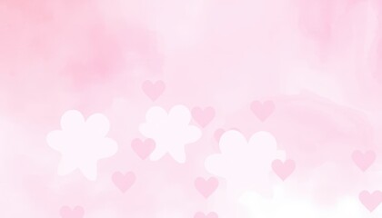 Obraz premium Sweet Pastel Pink Background with Hearts and Flowers Perfect for Valentine's Day or Wedding Invitations
