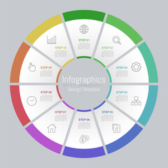 Infographic 10 options design elements for your business data. Vector Illustration.