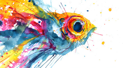 close-up of a Goldfish watercolor Abstract