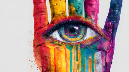Obraz premium close-up of a Hand Palm With an eye