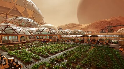 Mars Colony: Futuristic Greenhouse on Red Planet - Powered by Adobe