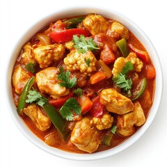 A delicious chicken meal: fried chicken with vegetables and chicken curry with rice