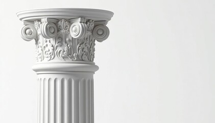 Obraz premium Elegant Roman column detail against pure white backdrop, classic, graphic, beauty