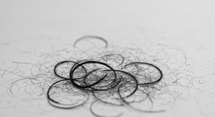 Haircut Remains: Stray Strands & Trimmed Locks on White - Micro Detail & Delicate Textures, Beauty Aesthetics