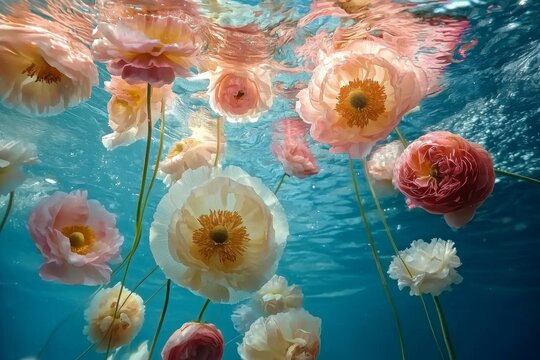 A romantic illustration celebrating Valentine's Day under the water.