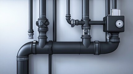 A stunning image of water pipes system with sensors, plumbing background.
