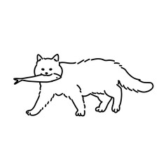 Cute Cat Coloring Line Art Illustration for Kids Activity, Children’s Book, and Hand-Drawn Pet Design