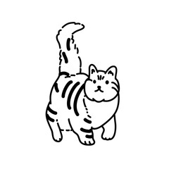 Obraz premium Cute Cat Coloring Line Art Illustration for Kids Activity, Children’s Book, and Hand-Drawn Pet Design