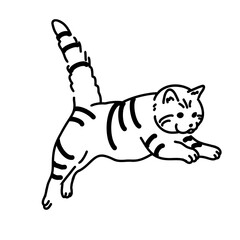 Cute Cat Coloring Line Art Illustration for Kids Activity, Children’s Book, and Hand-Drawn Pet Design