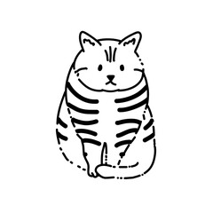 Obraz premium Cute Cat Coloring Line Art Illustration for Kids Activity, Children’s Book, and Hand-Drawn Pet Design