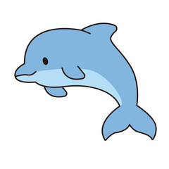 DOLPHIN cute animal doodle kawaii Japanese style illustration single icon drawing element clean flat vector