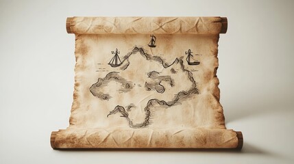 Aged treasure map of an uncharted isle.