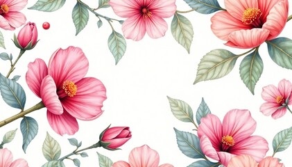 Delicate watercolor blooms, continuous pattern, seamless, floral, seamless pattern