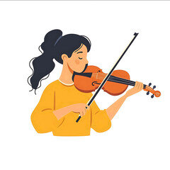 A student playing the violin with passion simple minimalistic design icon no border displayed on a white background cutestyle