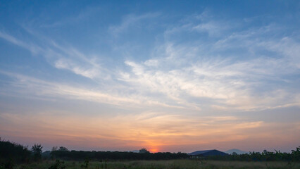 colorful dramatic sky with cloud at sunrise time