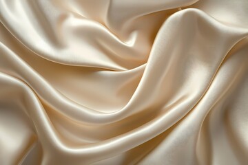 Fototapeta premium Luxurious creamy silk fabric drapes elegantly soft folds and gentle sheen subtle texture rich cream color palette