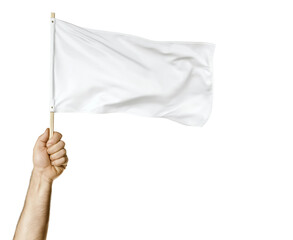 Fototapeta premium Hand Raised with White Surrender Flag