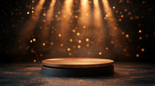 Elegant stage presentation showcasing golden brilliance and radiant illumination