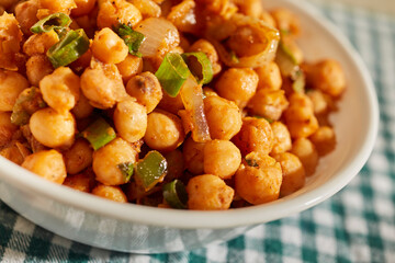 Boil and Fry. Stir fried chickpeas, a classic dish from Guyana, South America.