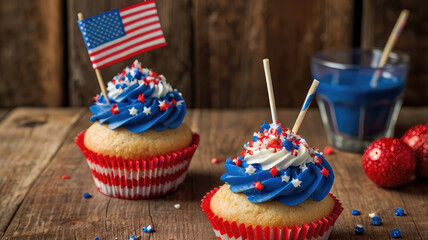 Festive patriotic cupcakes with an American theme