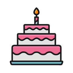 Layered Birthday Celebration Cake Icon Design