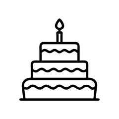 Layered Birthday Celebration Cake Icon Design