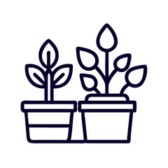 Potted Garden Plants Collection Icon Design