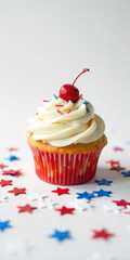 Patriotic Cupcake Delight Cherry Topped