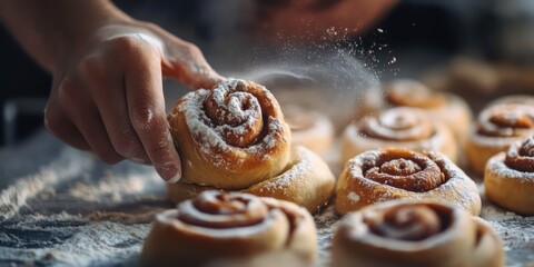 Sweet cinnamon rolls close up
