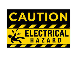 Electrical hazard caution sign warning of high voltage dangers, for construction sites, industrial facilities and utility areas with high-visibility safety symbols for clear danger communication.