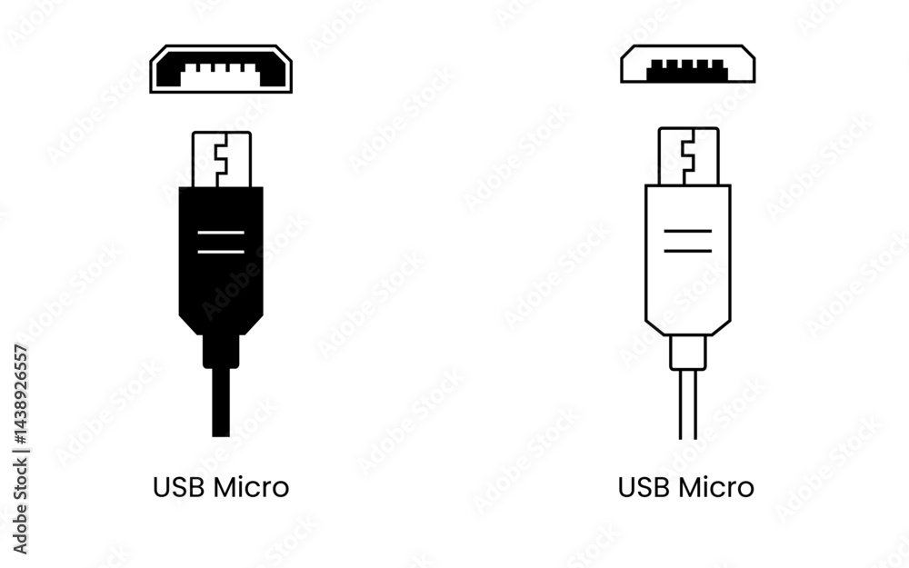 Poster usb micro connector vector icon designed for mobile devices, chargers and compact electronics with p