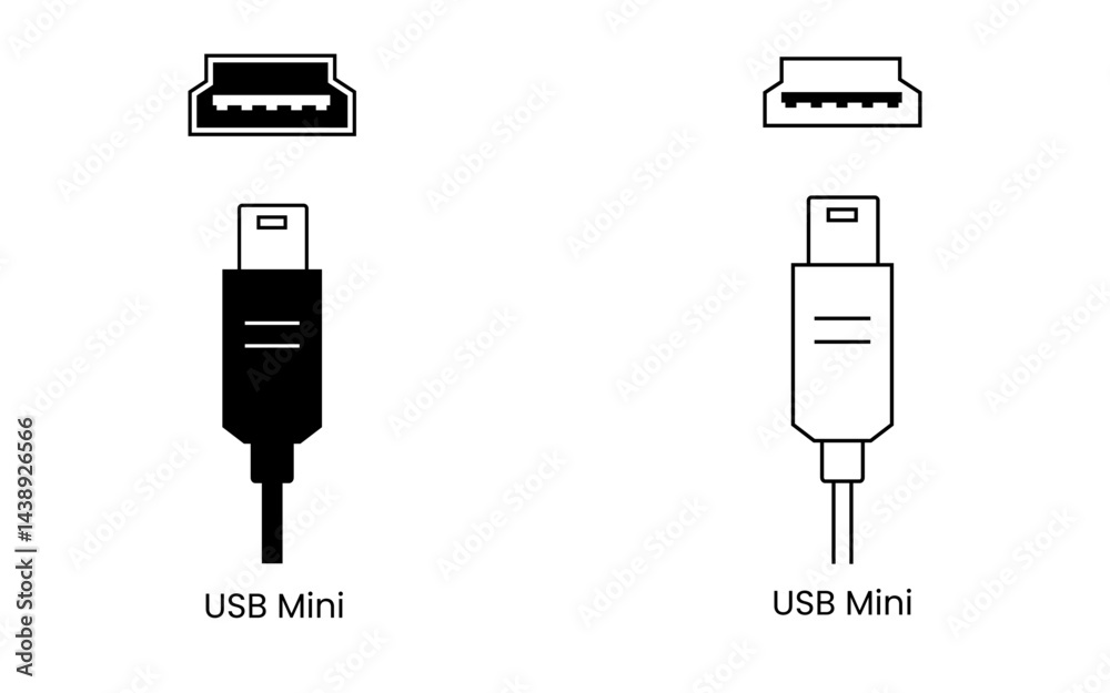 Fototapete usb mini connector vector icon optimized for mobile device documentation, compact electronics interf