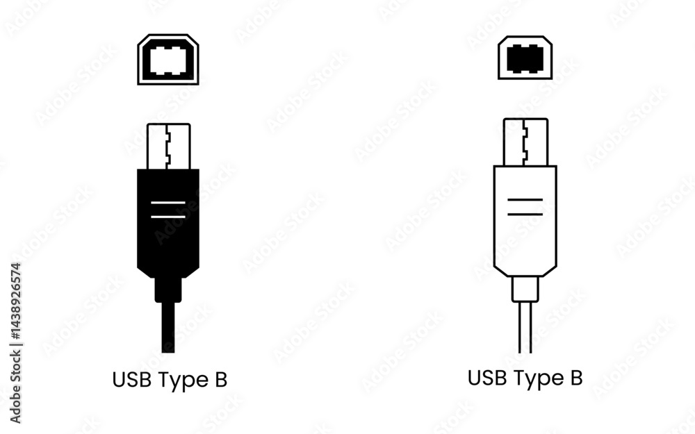 Fototapete usb type b connector icon in detailed vector format specifically created for printer documentation, 