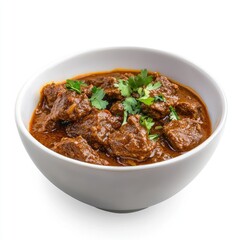 Fototapeta premium A hearty beef stew with tender meat, rice, and vegetables, served hot in a bowl, perfect for a comforting dinner