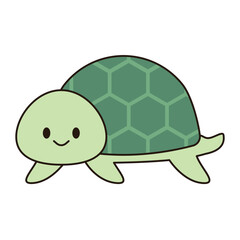 TURTLE cute animal doodle kawaii Japanese style illustration single icon drawing element clean flat vector