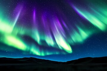 Witnessing a breathtaking Aurora Borealis display vibrant green and purple hues dance across the night sky stars