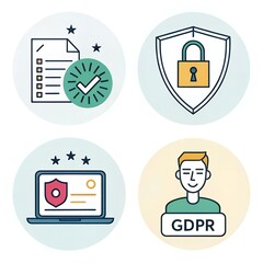 Obraz premium GDPR Compliance Data Security Privacy Checklist Protection Online Safety