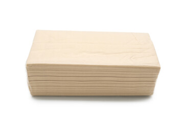 Brown tissue paper pack isolated on white background. copy space.