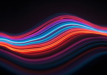 Abstract Neon Wave Lines - Glowing Colorful Dynamic Light Streaks Background for Designs.