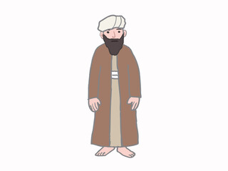 Illustration of a Muslim man standing full body